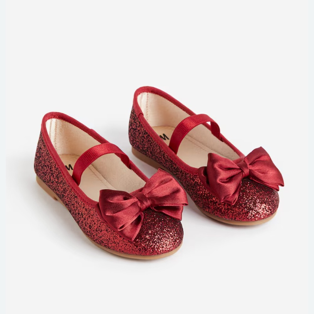 H&M Toddler Ballet Flats - Red Glitter - Size 24 (US 7.5)